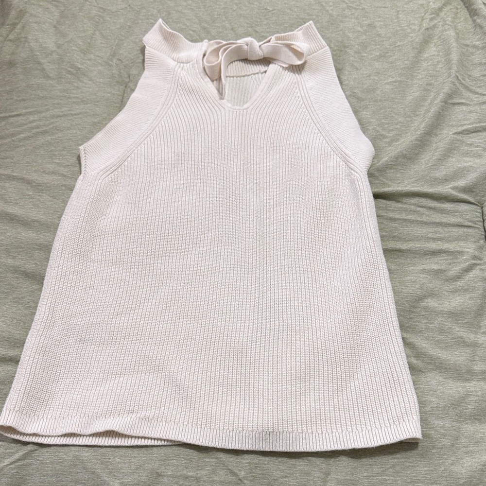 Elegant Cream Sleeveless Sweater tank - Picture 6 of 6